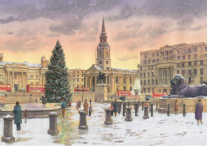 snowy trafalgar square